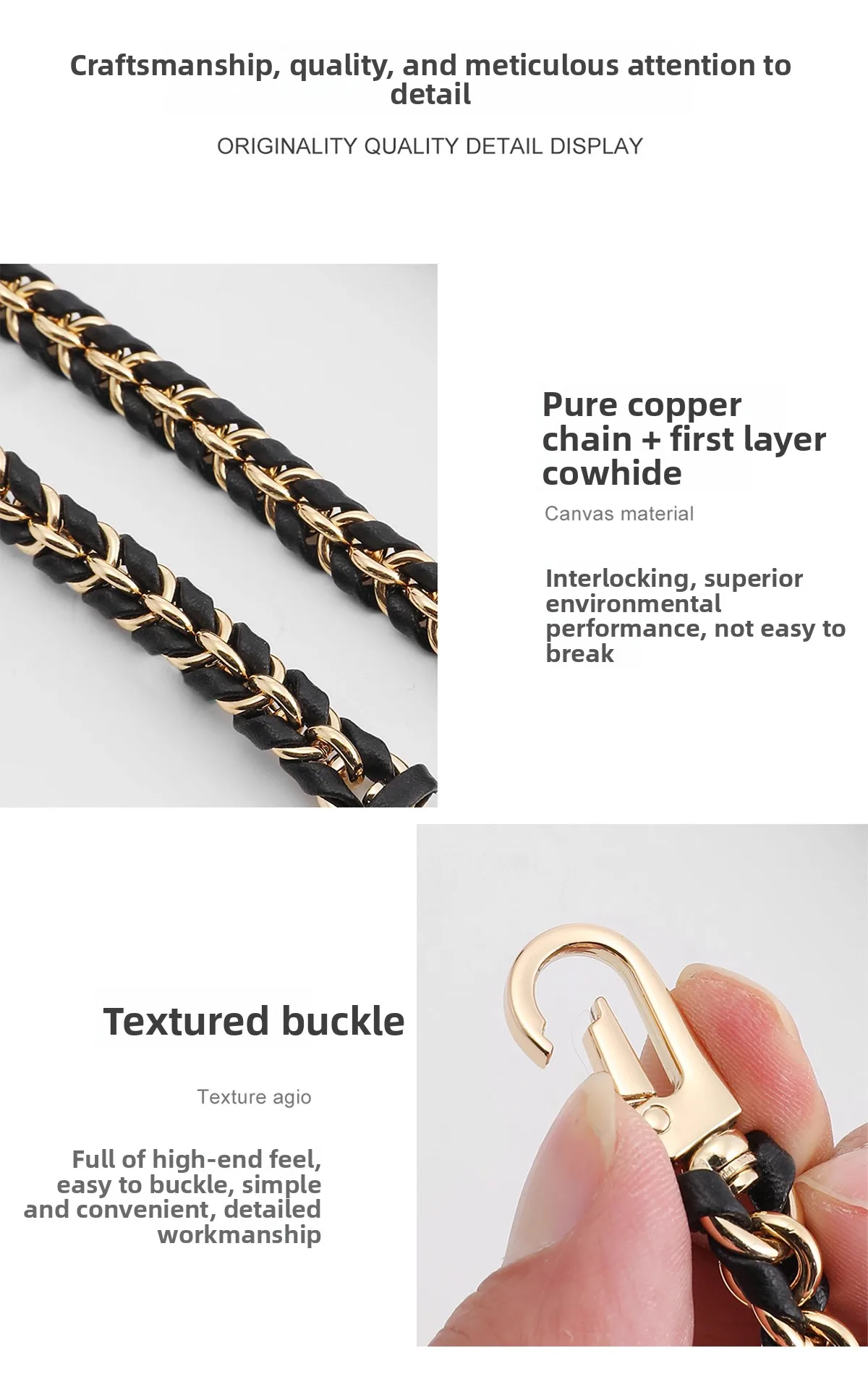 Cowhide Woven Chain Strap For rainer18, Leather Interwoven Shoulder Crossbody Bag Replacement Strap Handbag Accessories