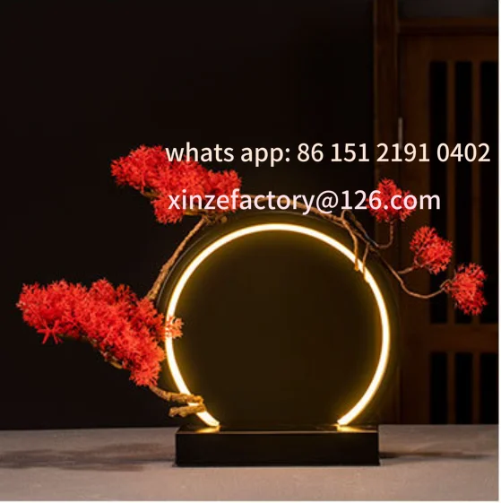 

Настраиваемая настольная светодиодная кольцевая лампа для гостиной, офиса, клуба, йоги, новые светодиодные светильники в китайском стиле, круглый кронштейн, креативные украшения