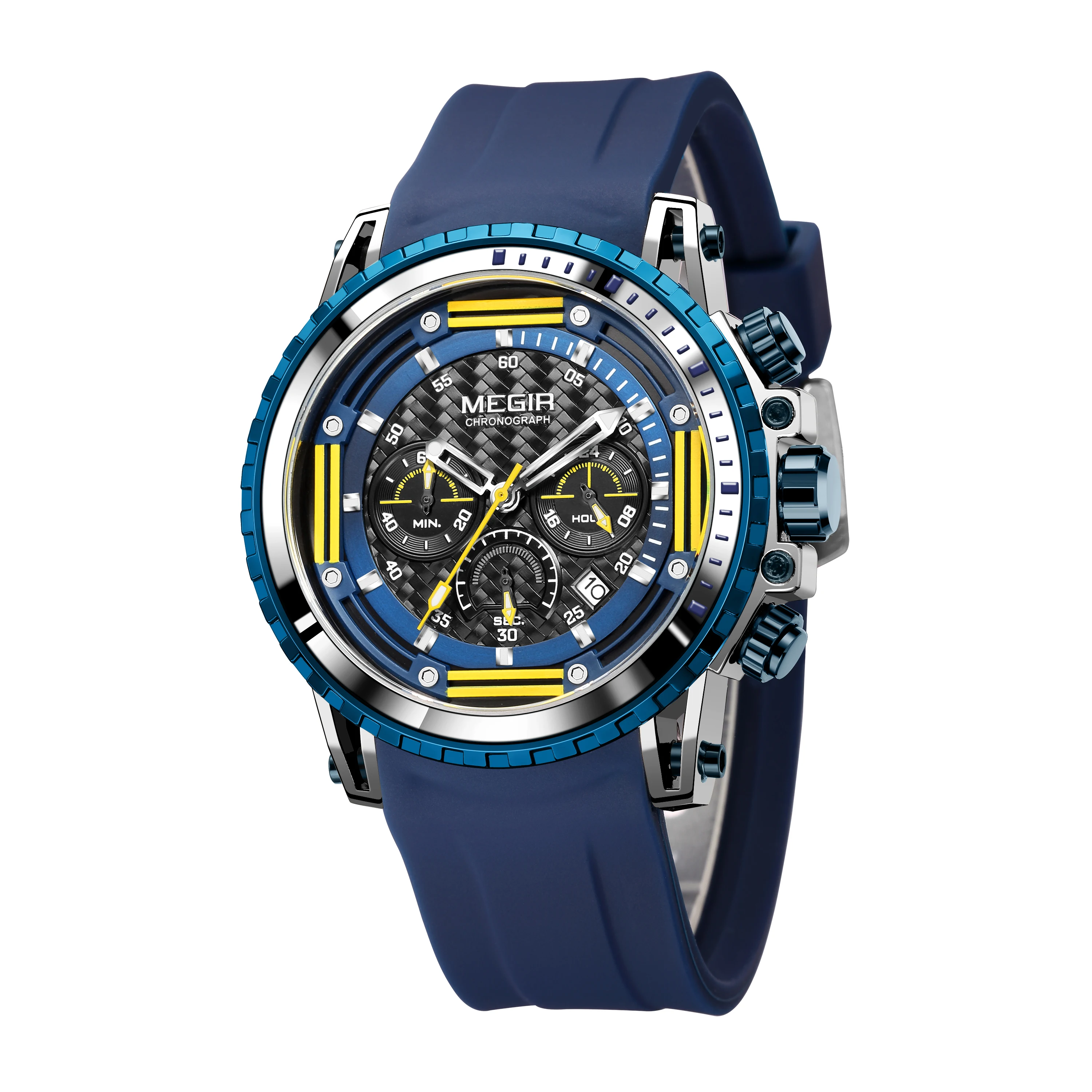 MEGIR Men\'s Sports Military Watches Fashion Luxury Quartz Wristwatch Silicone Strap Waterproof Chronograph Luminous Clock 2143
