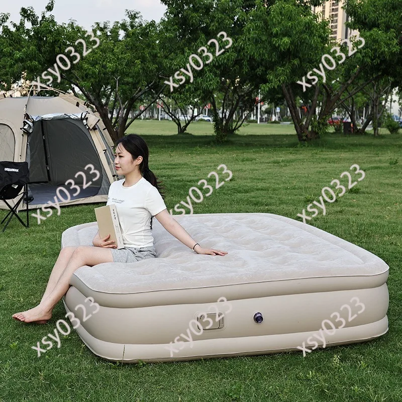 Thick Flocked PVC Inflatable Bed Double Automatic Air Mattress Foldable Home Rest Bed