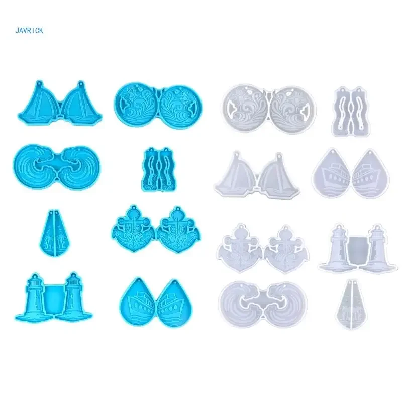 

8 Pcs Keychain Earrings Mold Epoxy Silicone Mold Jewelry Casting DIY Crafts