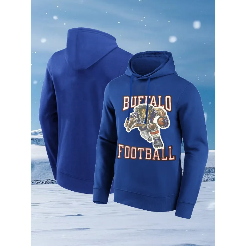 

Men's Fleece Hooded Buffalo Football Hoodies with Drawstring & Kangaroo Pocket,Unisex Style Regular Fit Casual Sportswear