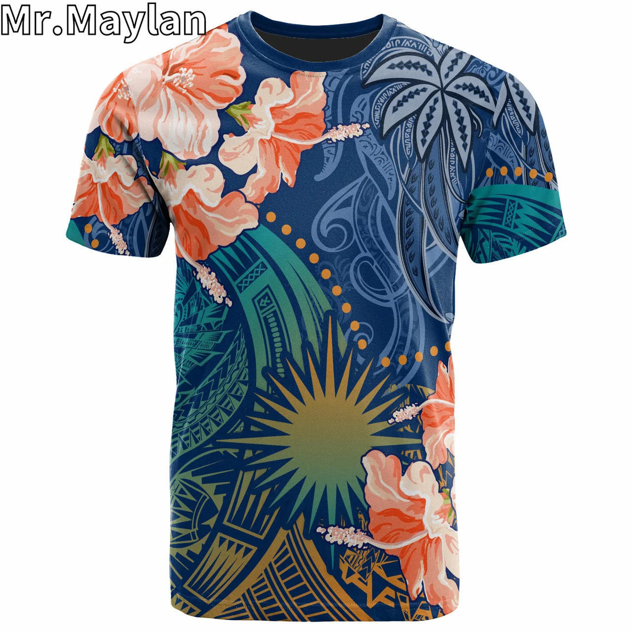 Custom 3D Print Marshall Islands Hawaii T-Shirt Polynesian Fanciful Forest Red Color Tshirt Men Women Streetwear Unisex Tee Tops