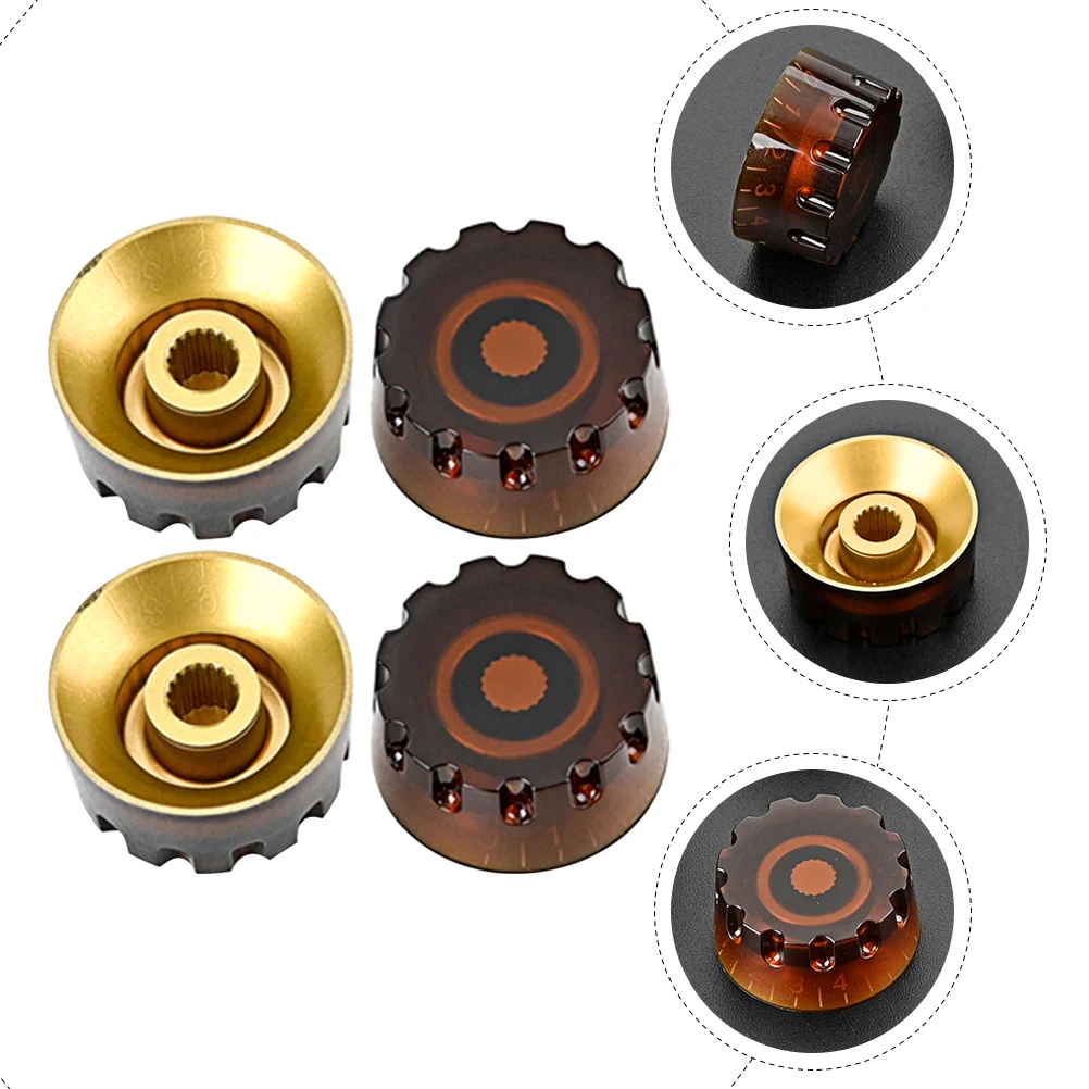 

4 Pcs Guitar Knobs Red Volume Caps Tuning Accessory Bass with Voltmeter Electric
