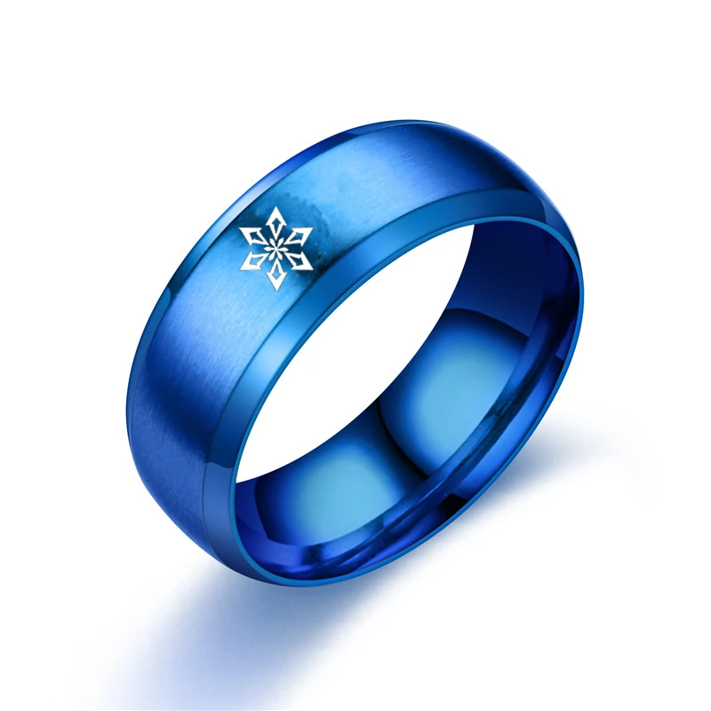 Bxzyrt Anime giapponesi Genshin Impact Rings occhio di dio acqua vento tuono fuoco roccia ghiaccio anello in acciaio inossidabile Cosplay donna uomo