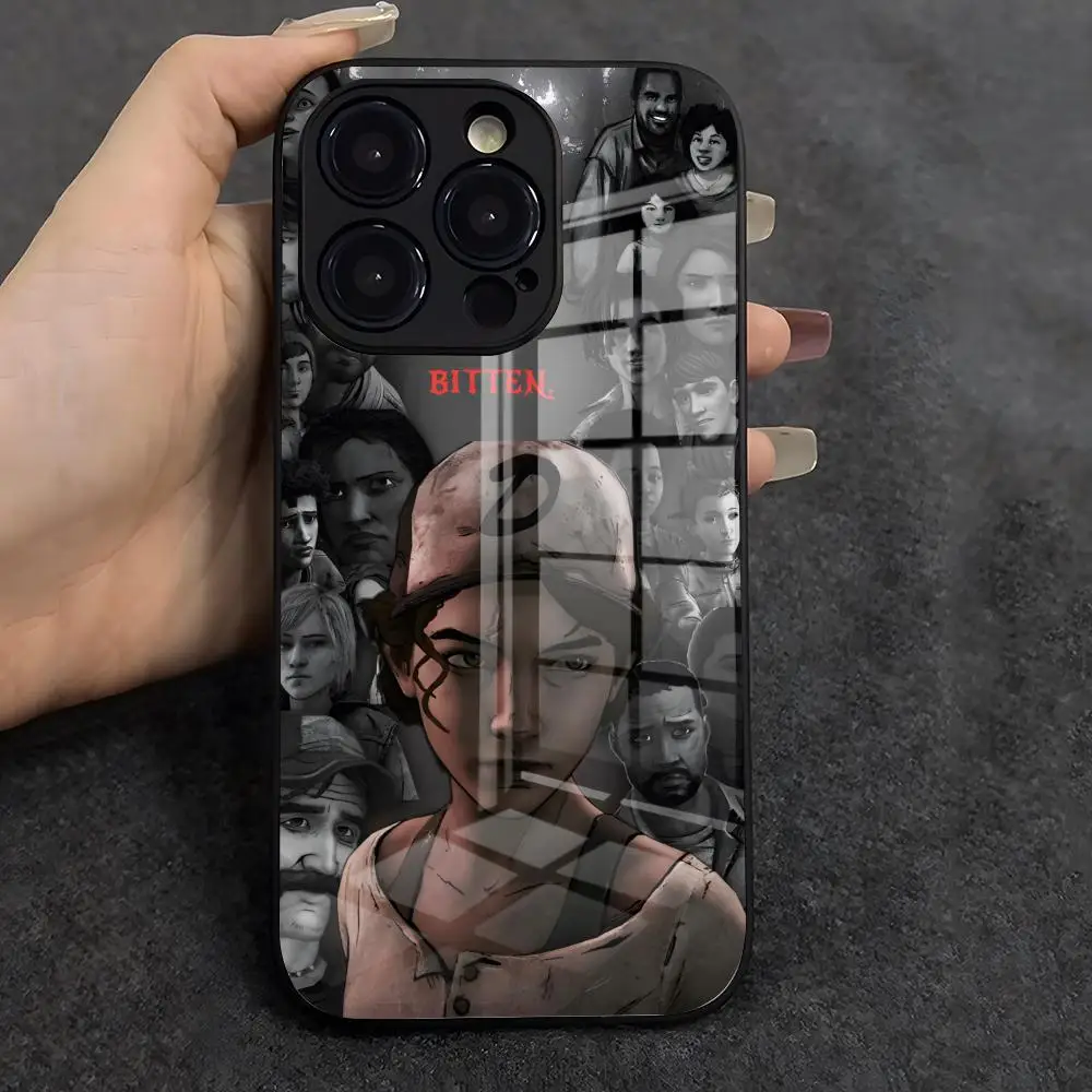 حافظة لهاتف آيفون 17 Air 16 E Pro Max 15 14 13 Mini 12 Pro 11 Max Plus غطاء زجاجي أسود من Game The Walking Dead #4