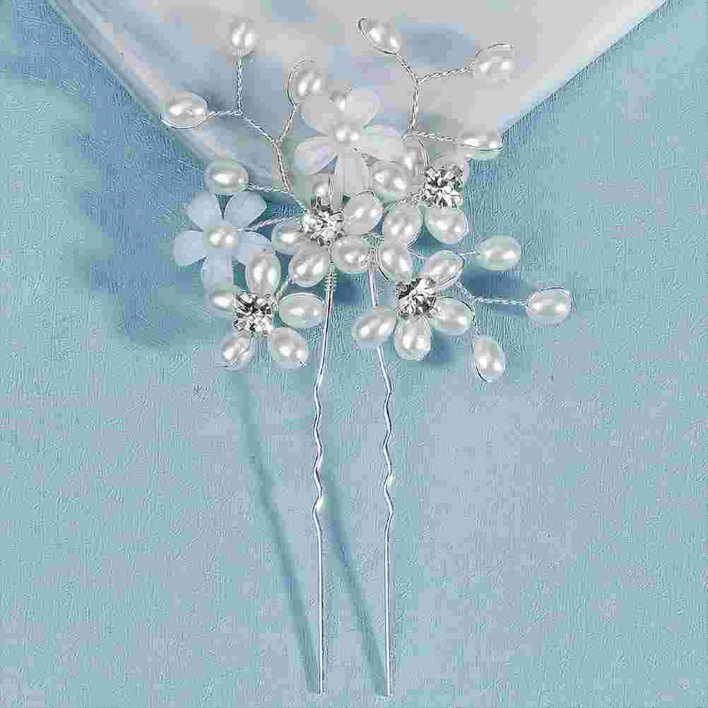 

Hair Barrettes Bridal Hairpin Accessories Pearl Bride for Wedding Headpiece Silver Rhinestone Brides Bridesmaid