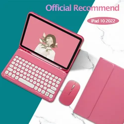 2022 for iPad 10 Generation Case with Keyboard Rechargeable Smart Cover for iPad 10.9 10th Magnetic Keyboard Russian Spanish