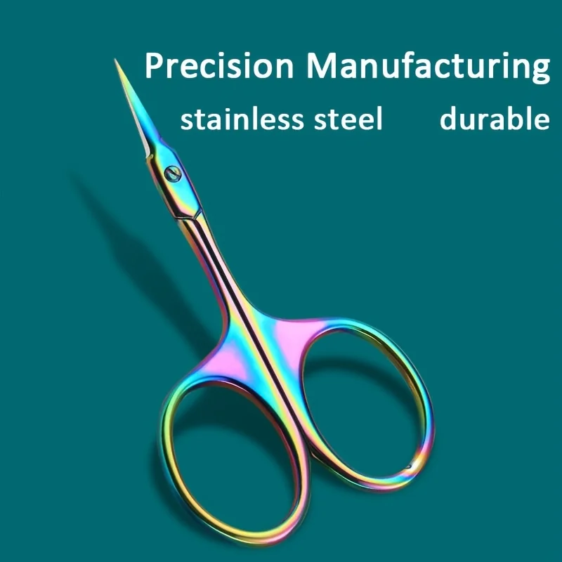 Tesoura de Cutícula de Aço Inoxidável Colorida, Ferramenta de Precisão para Remoção de Unhas e Pele Morta, Ideal para Cuidados com Manicure e Pedicure
