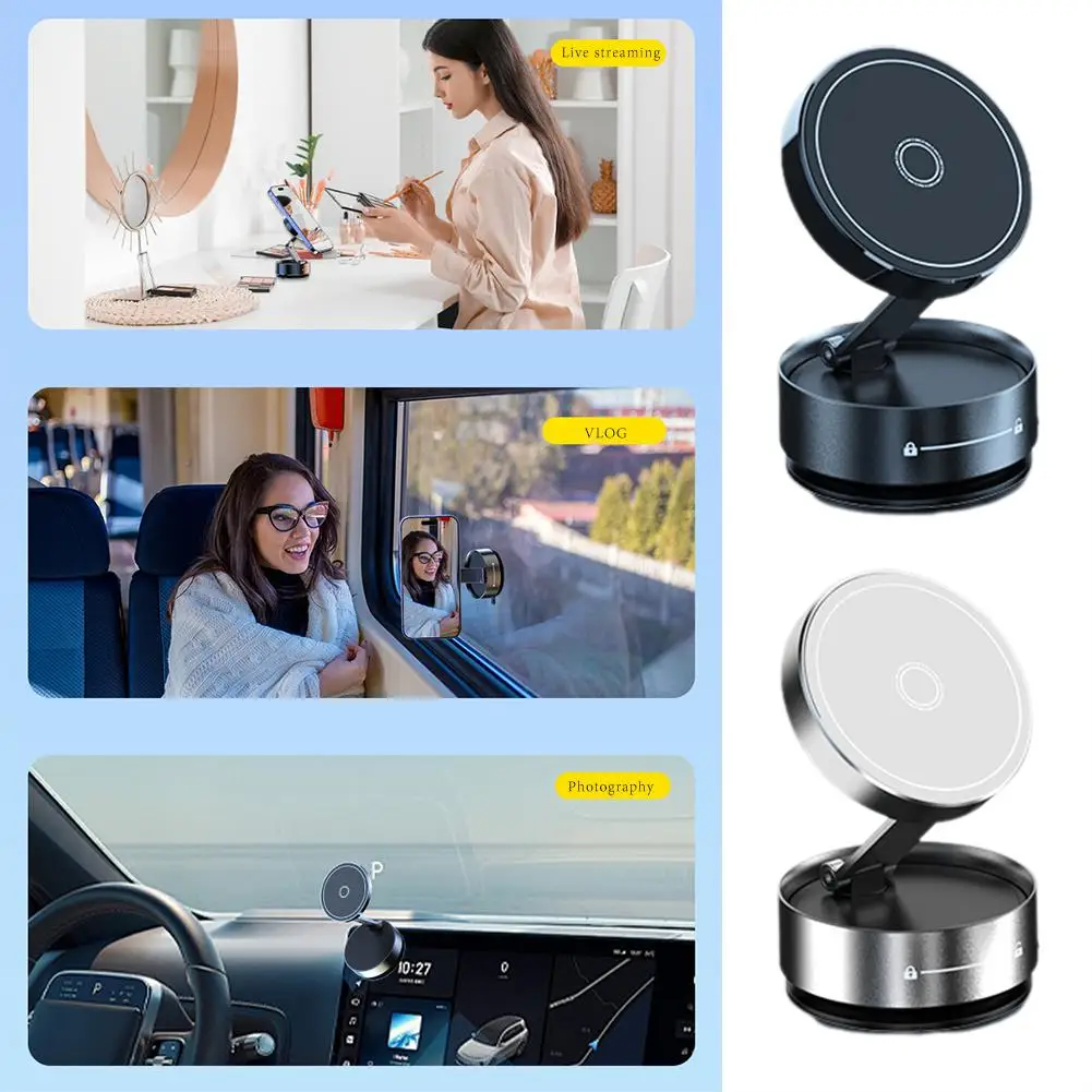 360 °   回転調整可能な磁気真空吸着式車載携帯電話ホルダー iPhone汎用