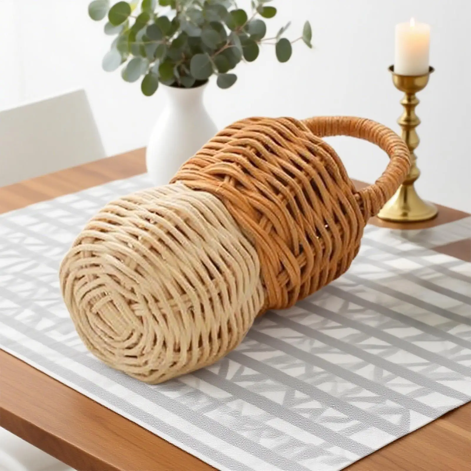 Sonagli per neonati Campana in rattan Giocattoli lenitivi Sonagli a mano Campana naturale sicura Gioco per lo sviluppo sensoriale per il gioco del bambino
