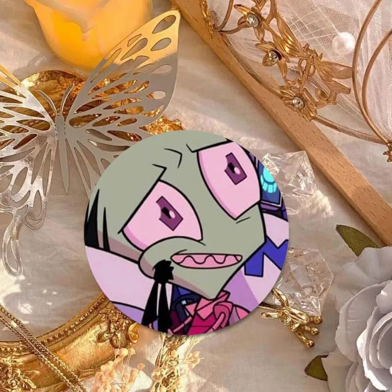 Cute Alien ET Green Invader ZIM Cartoon Badge Tinplate Button Pin GIR Dog Kawaii Anime Brooch Badges Bag Coat Decor Friend Gift