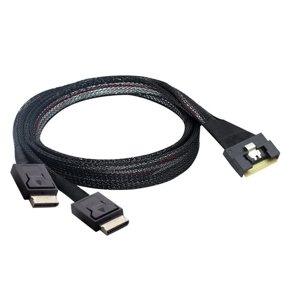

XT-XINTE PCI-Express PCI-E Ultraport Slimline SAS Slim 4,0 SFF-8654 8i 74pin to Dual Oculink SFF-8611 4i Соединительный кабель провод