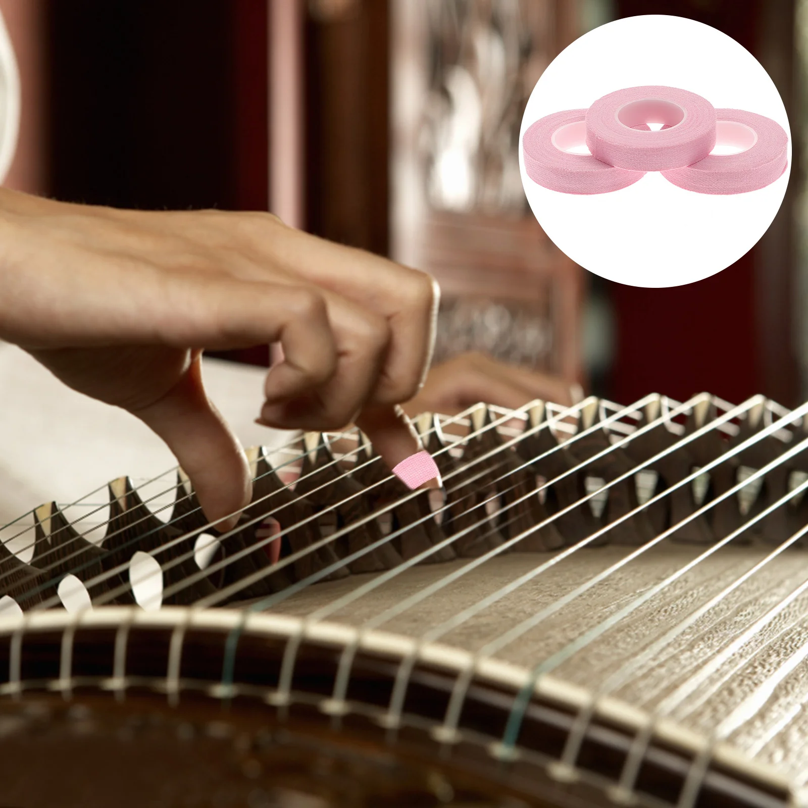 

10 Rolls Chinese Zither Finger Tape Cotton Breathable Self-Adhesive Nail Protector Finger Pick Tape for Guzheng