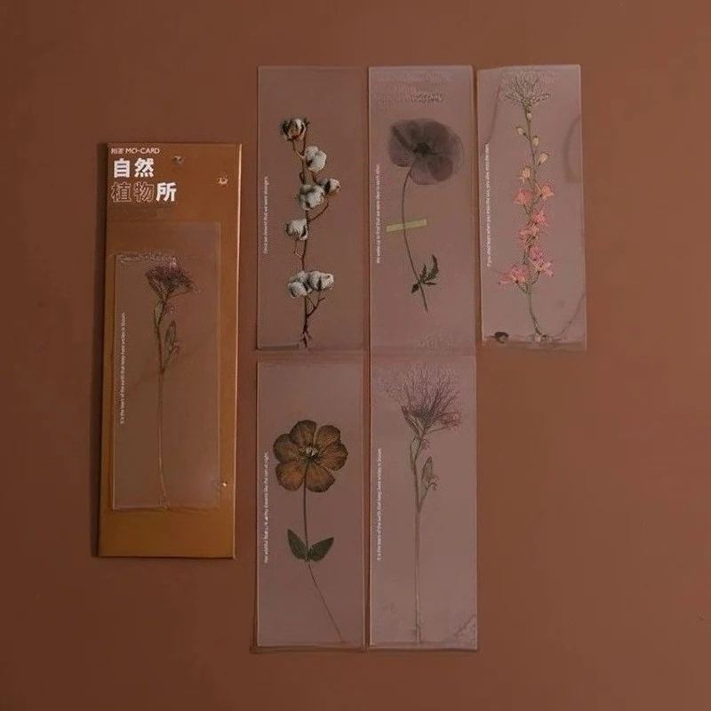 Retro Flower Leaves Series Bookmarks for Books Transparent Book Mark Page Marker Stationery Bookmarks For Books