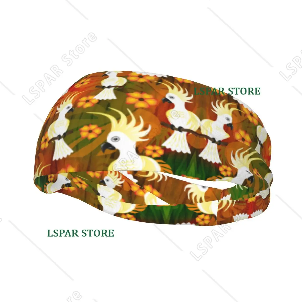 

Sports Sweatband Breathable Headband Sweat Hair Head Band Tropical Parrot Sitting On Bench Of Tree Yoga Headband