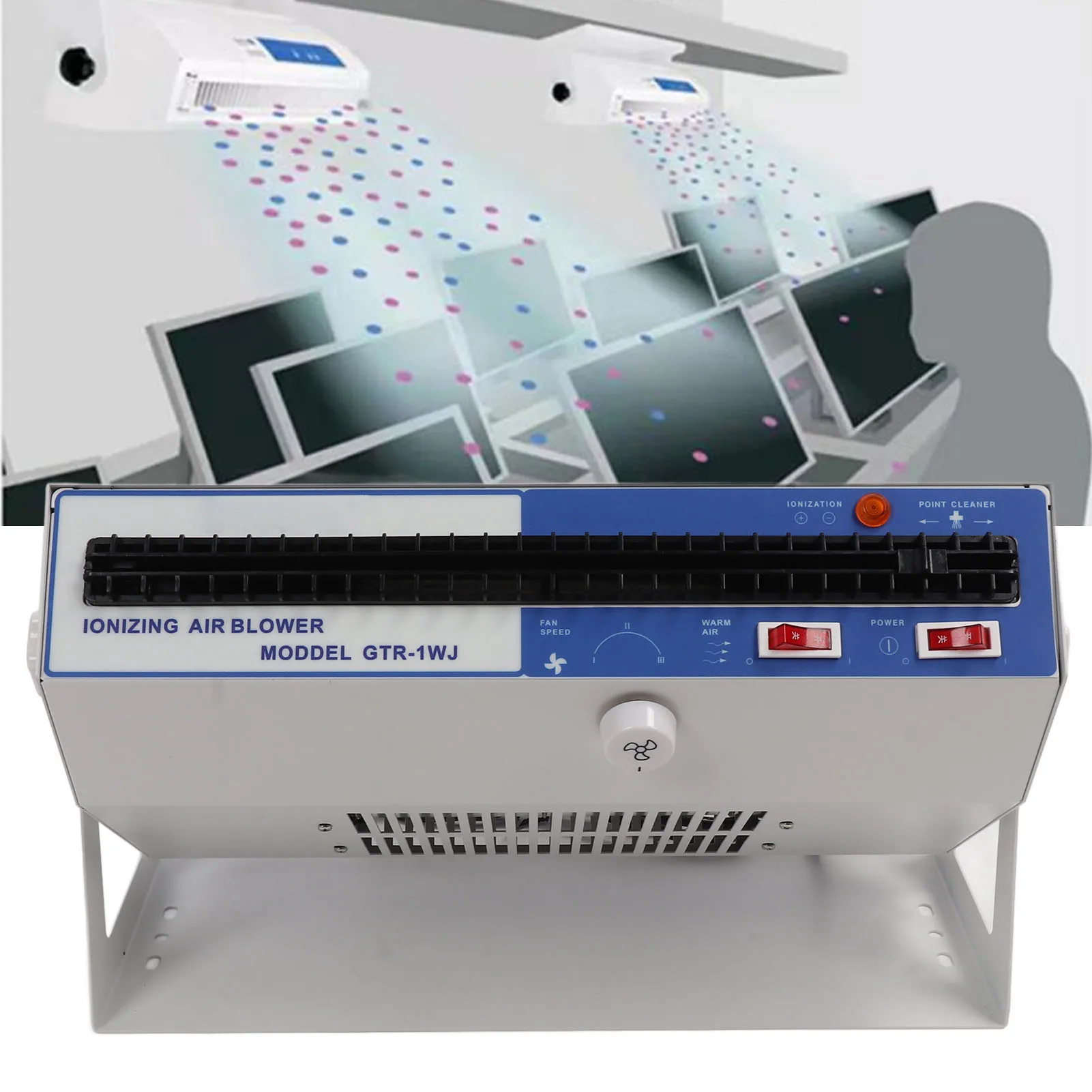 

Ionizing Air Blower Grounding 5.6KV Output Wide Airflow Adjustment Static Electricity Remover for LCD Modules Chips