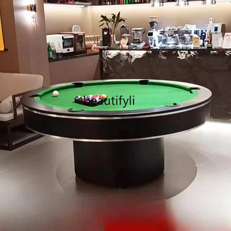 

Round Billiard Table Marble Commercial Table Adult Two-in-One Bar KTV Party Venue American Style Black Eight