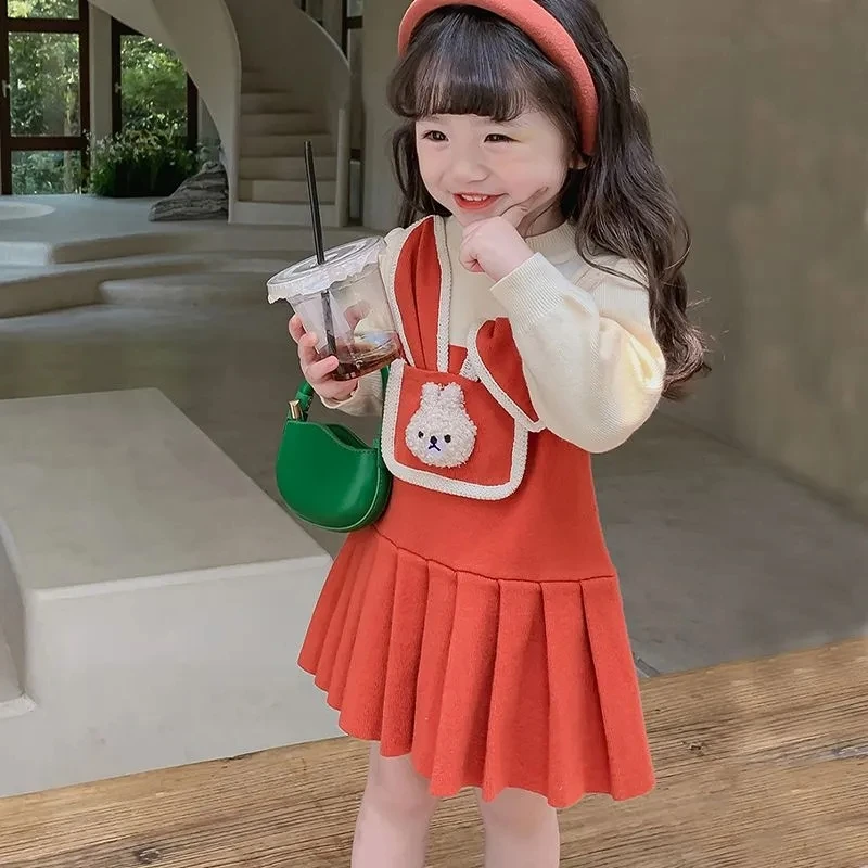 1-9Years Toddler Baby Velvet Warm Dresses for Girls Cute Rabbit Princess Dress Children Fall Outfits Clothing 2 3 4 5 6 7