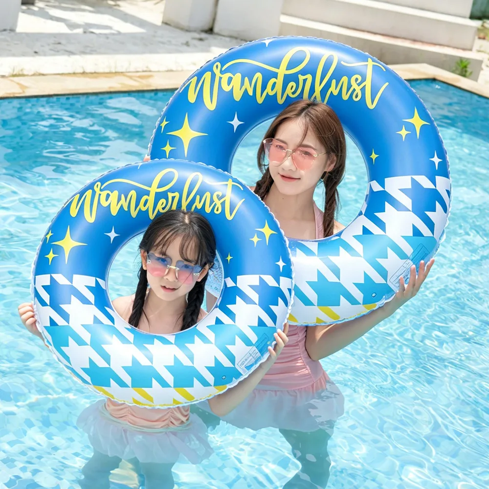 2026 Adult Thickened Blue Starry Sky Inflatable Swimming Ring Fashion Armpit Float Water Ring for Adults Pool Beach Party