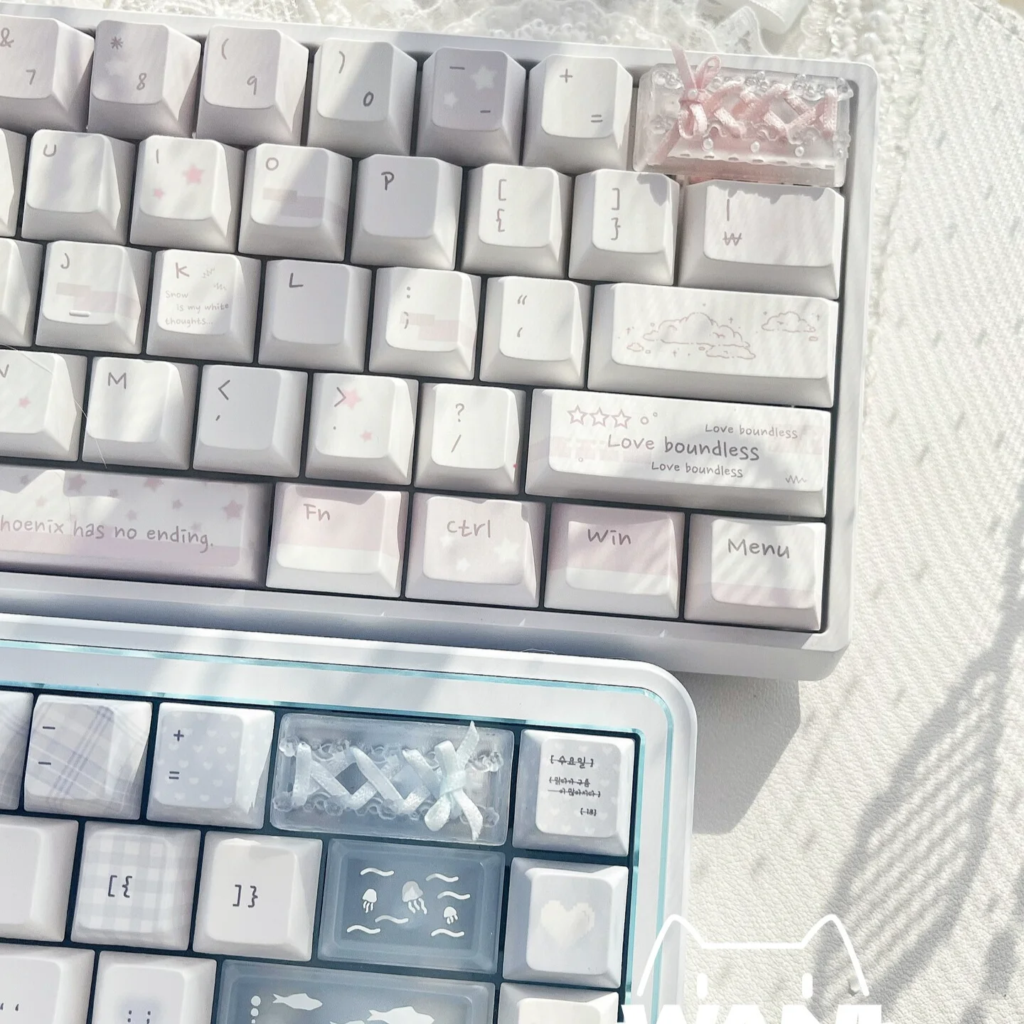 Ballet Ribbon Pink Key Caps Custom Resin Handmade Keyboard Caps Cherry Profile Keycaps for Mechanical Keyboard Accessories 2U