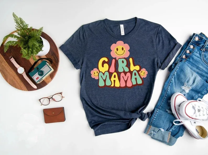 

Girl mama Shirt, Mom life T-Shirt Funny mode Mothers day Girl Cotton O Neck Casual Shirt Short Sleeve Top Tees y2k Drop Shipping