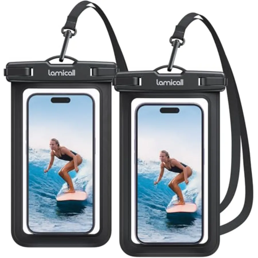 

Waterproof Phone Pouch Case Bag for iPhone 17 16 15 14 13 12 Pro Max Plus XS, Swimming Equipment Bags for 4-7inches, BlackandBl