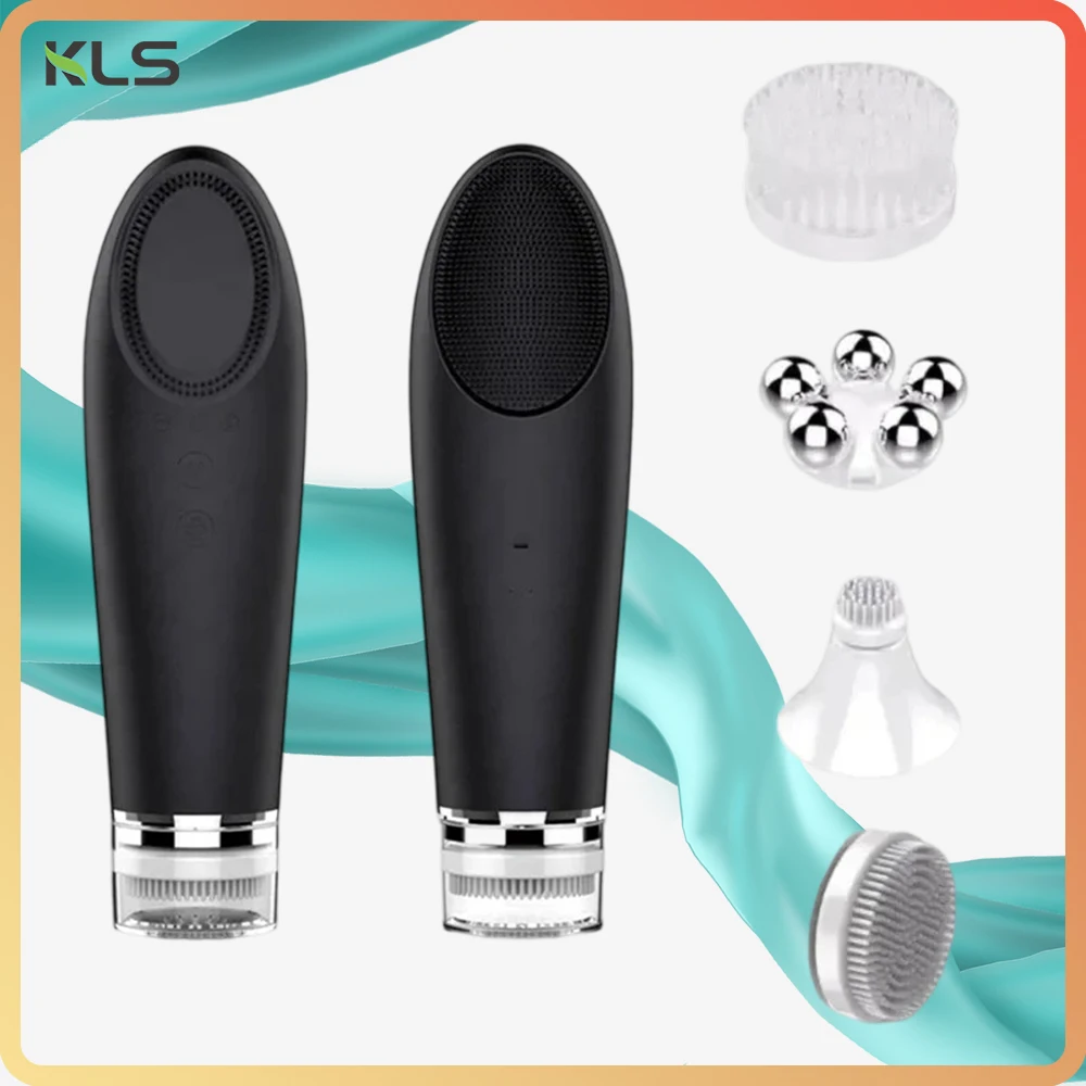 

Wholesale 4 In 1 Logo Waterproof Deep Cleaning Machine Soft Silicone Facial Cleanser Brush Electric Facial Cleansing Brush