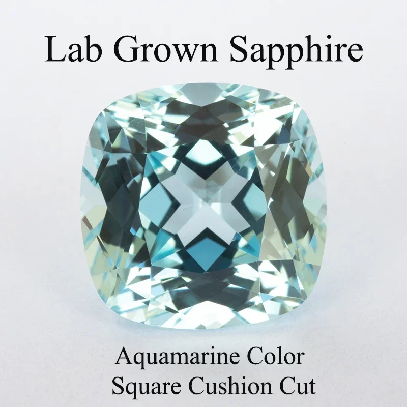 

Lab Grown Sapphire Aquamarine Color Cushion Cut for Charms Diy Jewelry Making Bracelet Selectable AGL Certificate