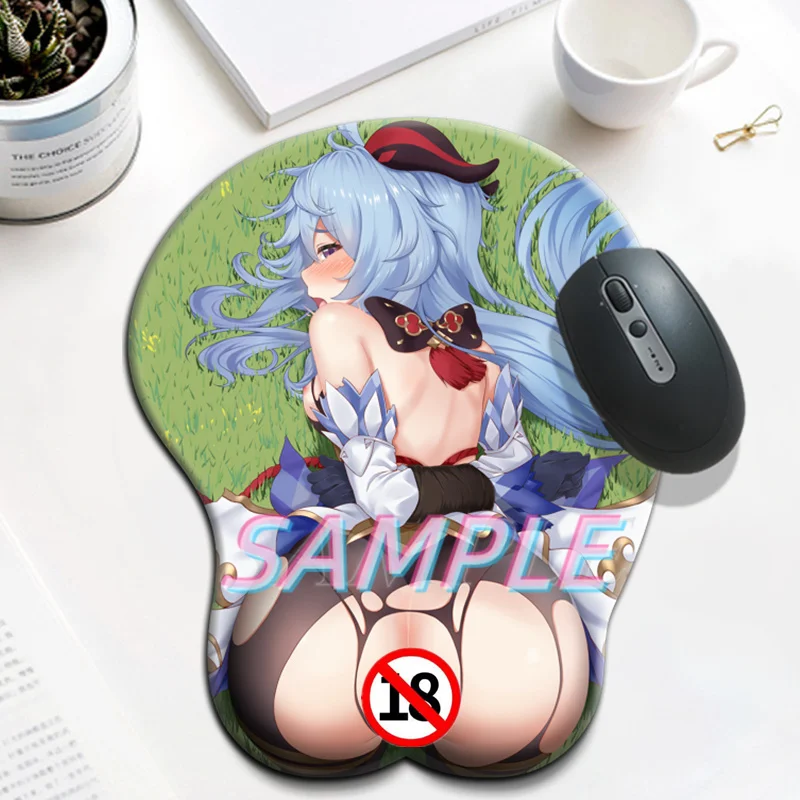 

Симпатичный силиконовый гелевый коврик Ganyu для запястья, 3D коврик для мыши Oppai, большой Привлекательный Игровой Коврик для мыши Genshin Impact с аниме Boobs