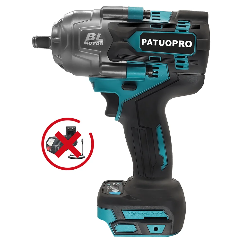 PATUOPRO مفتاح ربط لاسلكي 6 سرعات مفتاح ربط كهربائي بدون فرش أدوات إصلاح السيارات الكهربائية لبطارية ماكيتا 18 فولت (بدون بطارية)