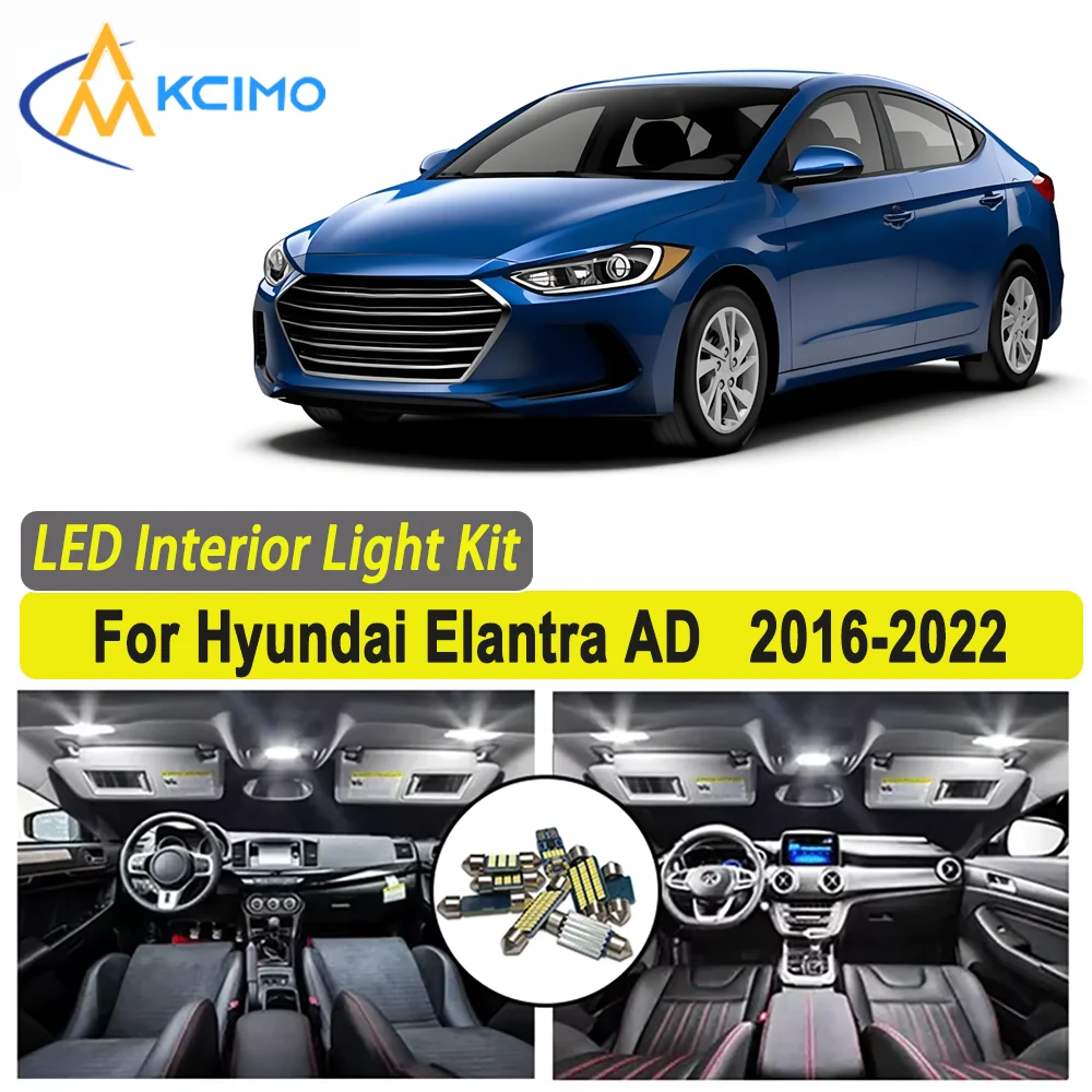 

Kcimo LED For Hyundai Elantra AD (2016-2022) Premium Bright LED Interior Dome Map Trunk Light Kit Car Led Lamps New Car LED