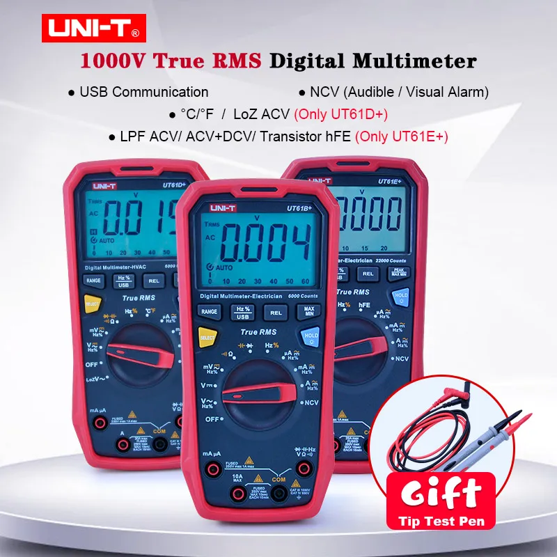 

UNI-T UT61E+/B+/C+ Intelligent Digital Multimeter; True RMS high-precision electrician maintenance universal meter