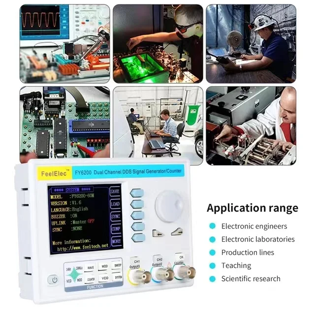 Imagem -06 - Gerador de Sinal Dds Fonte Waveform Arbitrária Contador de Freqüência Dual Channel Fpga Four Way Ttl 20m 30m 60m Feelun-fy6200
