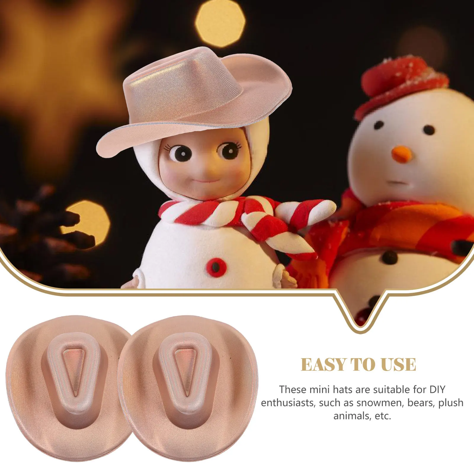 2Pcs Mini Hat Set Miniature Cowgirl Hats Exquisite Festive Style Tiny Hats for Dollhouse Supplies Photography Props Craft