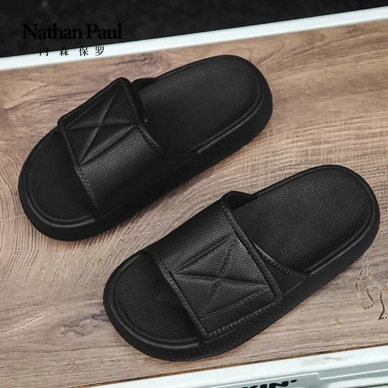 men slippers stepping on shit feeling beach one-word non-slip sports leisure Velcro slippers men\'s summer wear shoes