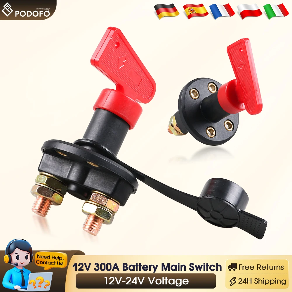 Podofo Universa voiture interrupteur d'alimentation rotatif camion bateau véhicule modifier isolateur déconnecteur 2 clé coupé batterie interrupteur d'arrêt principal