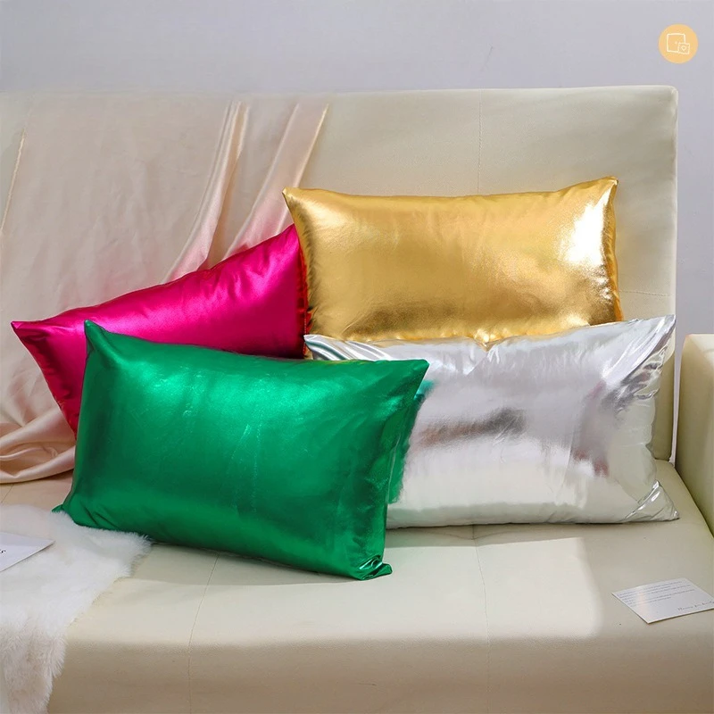 2-Piece Ball Party Hot Stamping Pillowcase Modern Solid Color Shiny Cushion Cover Luxury Gold Silver Pillow Case for Sofa Decor