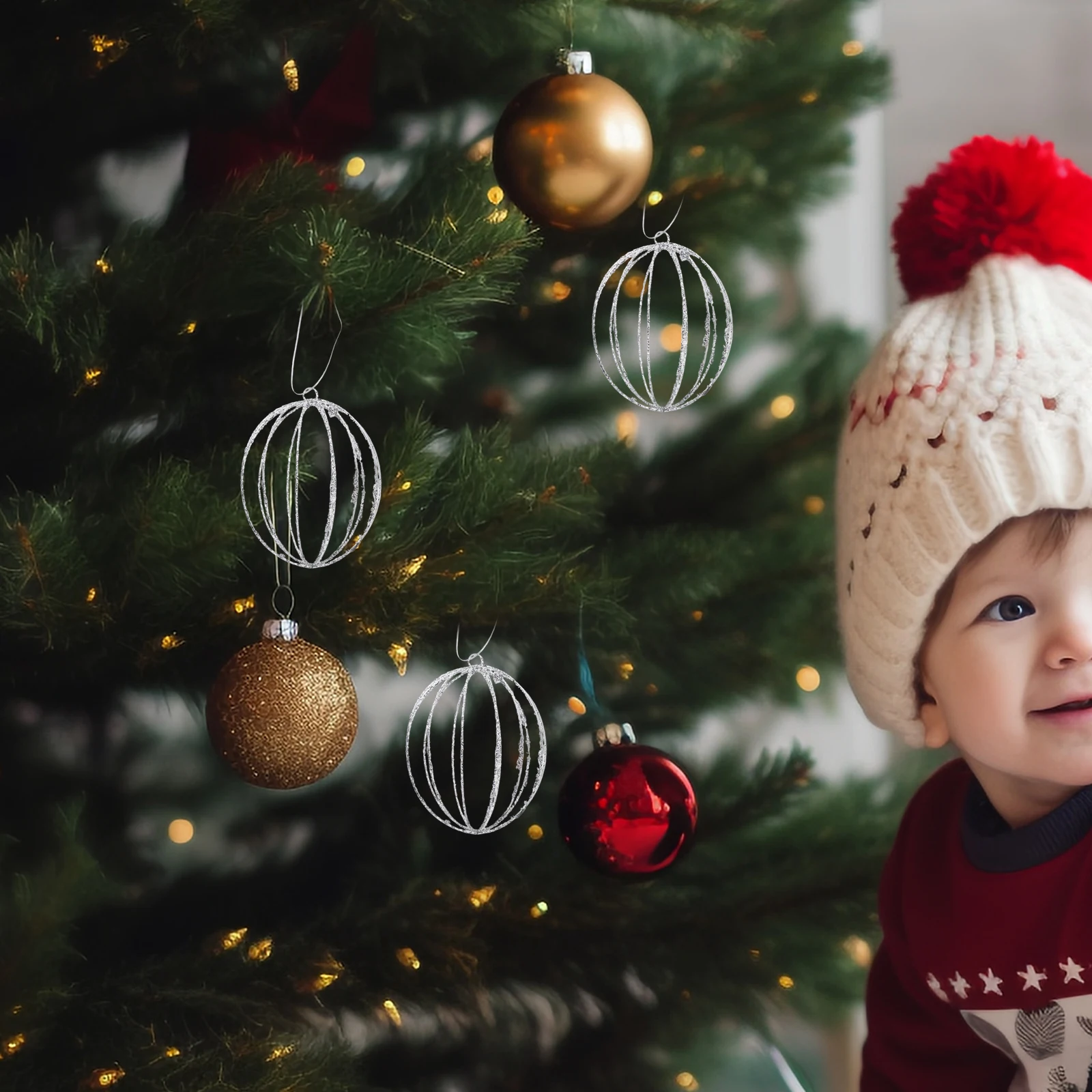 

Silver Christmas Ball Hollow Iron Hanging Ornament Xmas Tree Pendant Christmas Party Tree Decoration Xmas Party Ornament