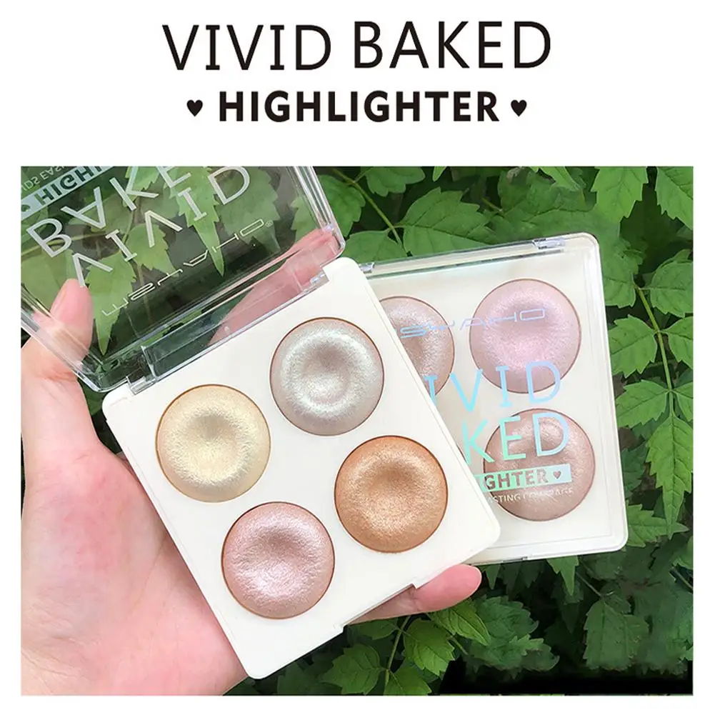 4色のキラキラパウダー,化粧品,きらめく,耐久性のある,偏光,顔を明るくする,イルミネーターメイク