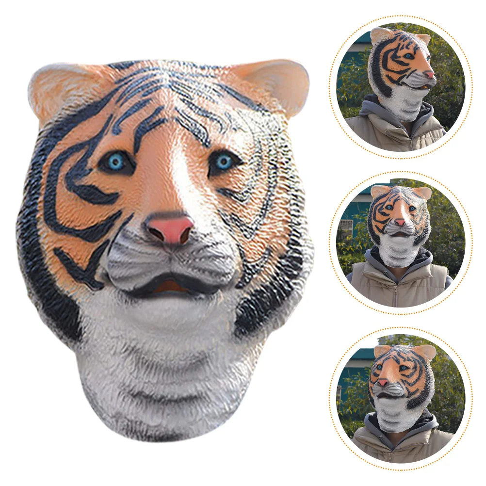Tiger Headgear Face Cover Outfits Cosplay Mask for Performance Emulsion Prank Miss Halloween Costumes