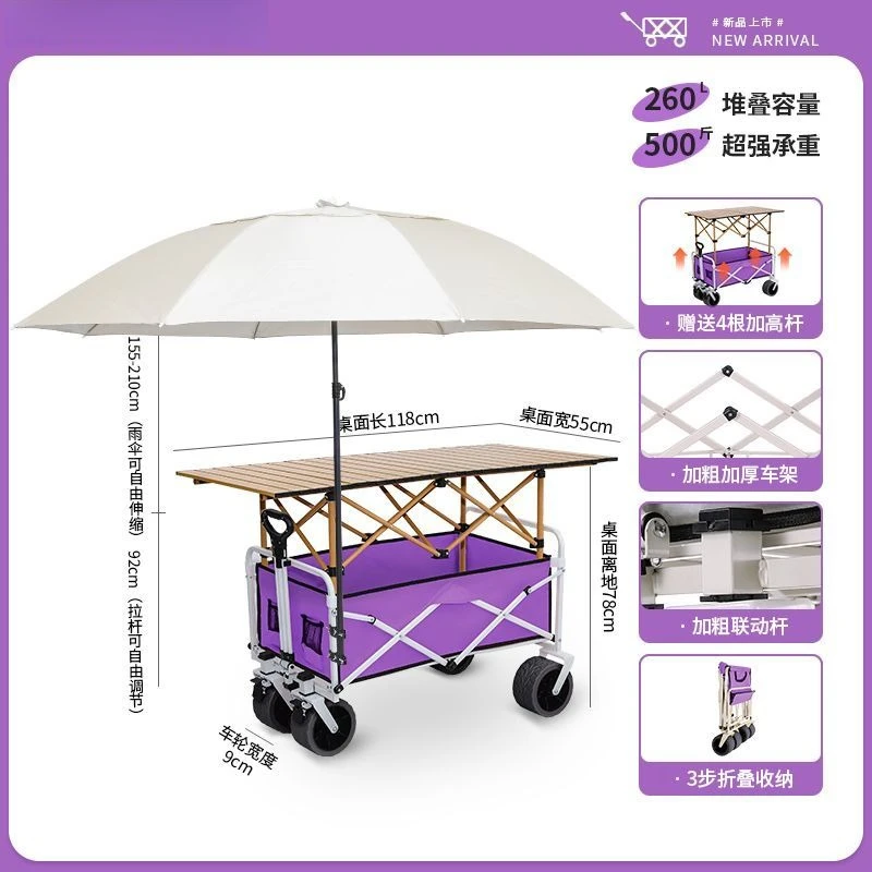

Mobile folding trolley with parasol