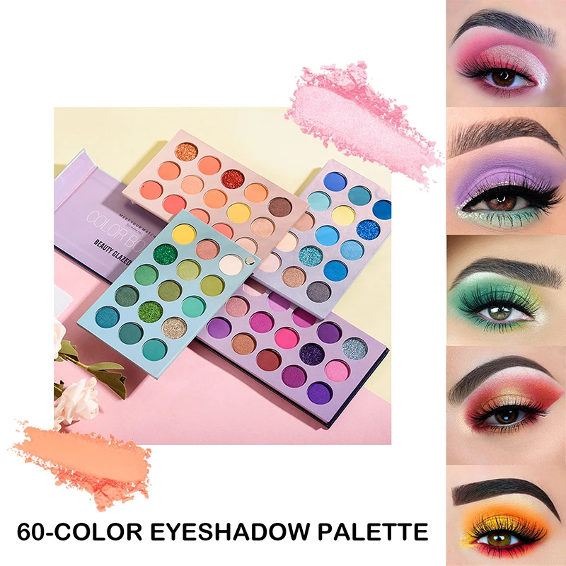 72/60 Kleur Oogschaduw Palet Nieuwe Stijl Fijne Glitter Kleine Pailletten Sprankelende Multi-Color Multi-Make-Up Oogschaduw Gemakkelijk Te Verwijderen