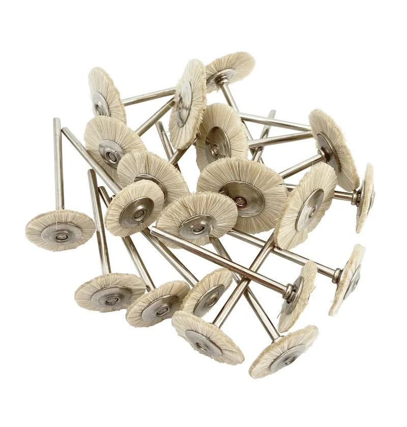 10Pcs/Bag 2.35mm Polishing Brush Wheel Lab Materials Soft White Goat Hair Rotary Tools Low Speed HP Shank Buff Tool s