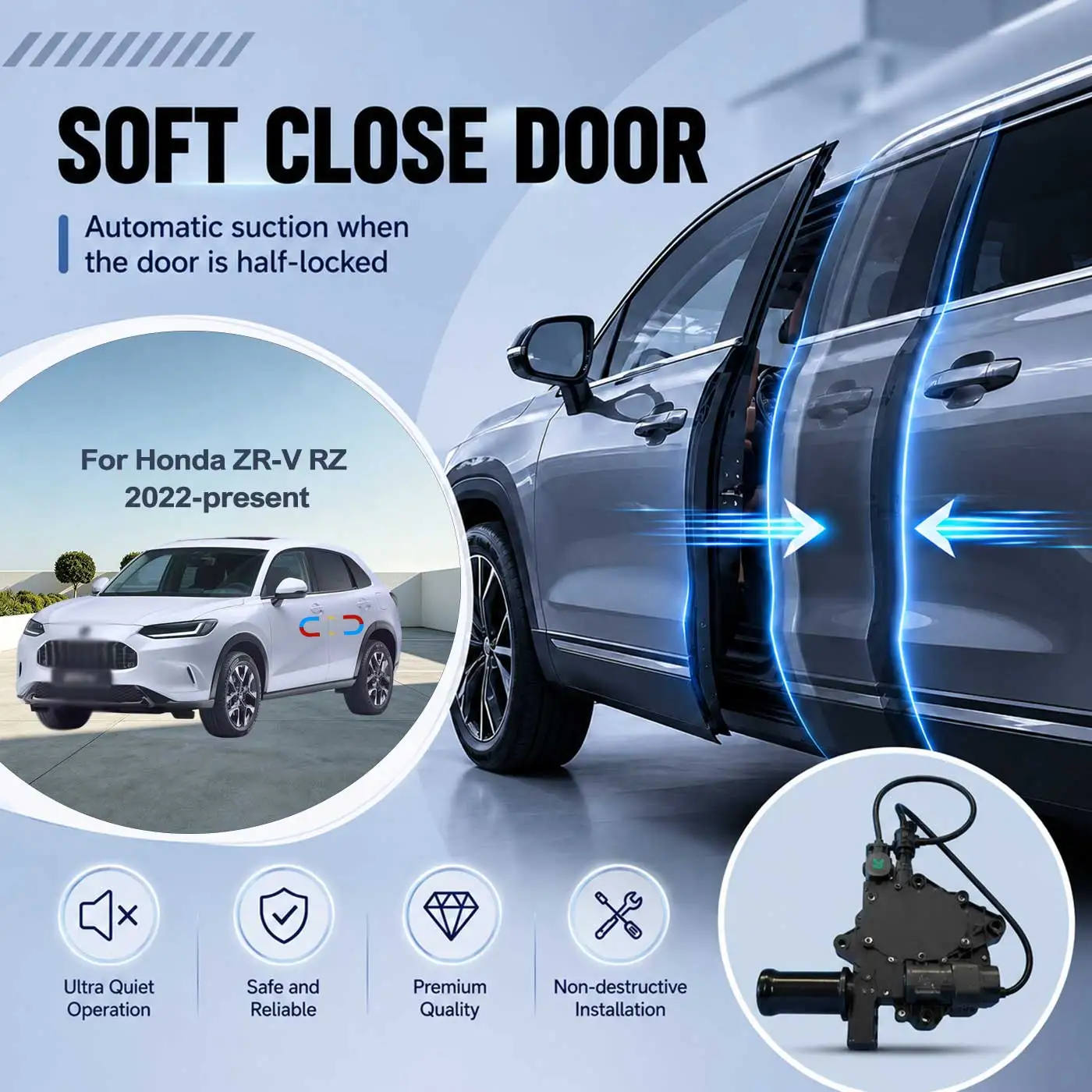 

For Honda ZR-V RZ 2022-present Electric Soft Close Door Auto Pull-In Suction Lock Intelligent Silent Closer Kit