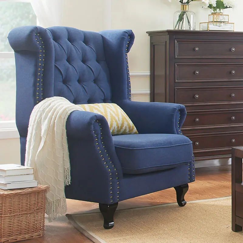 

Blue Simple Living Room Chairs Classic Style Wooden Single Living Room Chairs Designer Nordic Sandalye Furniture For Home