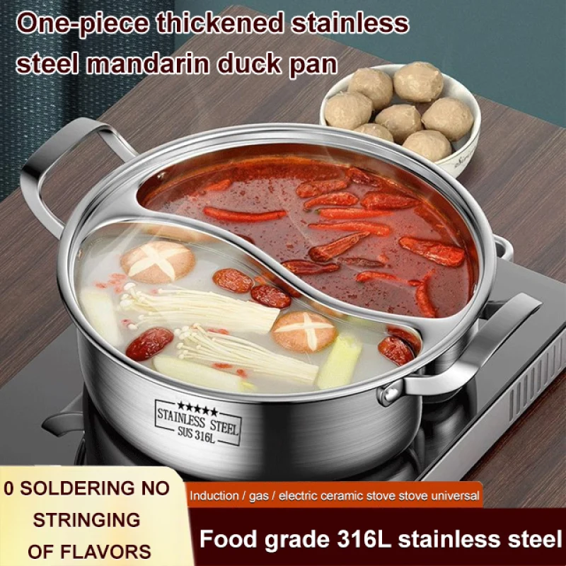 

Stainless Steel Mandarin Duck Pot Thickened Soup Pot Doubleear Divided Hot Pot Steamer Thicken Soup Binaural Mandarin Duck