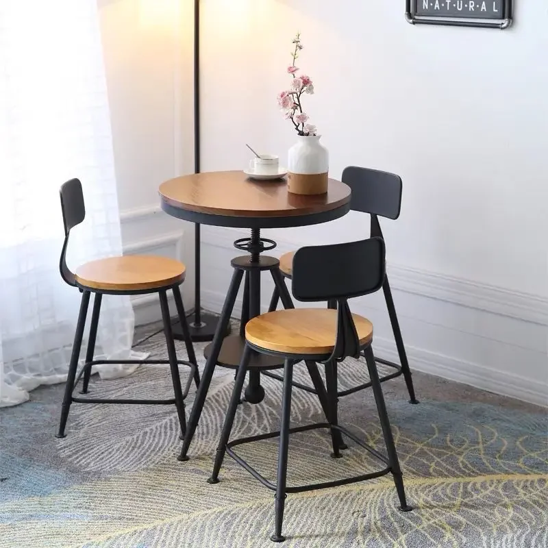 Immagine 4: Combinazione semplice, balcone, tavolo e sedia, ferro battuto, legno massello, caffè, creativo, casual, piccolo caffè