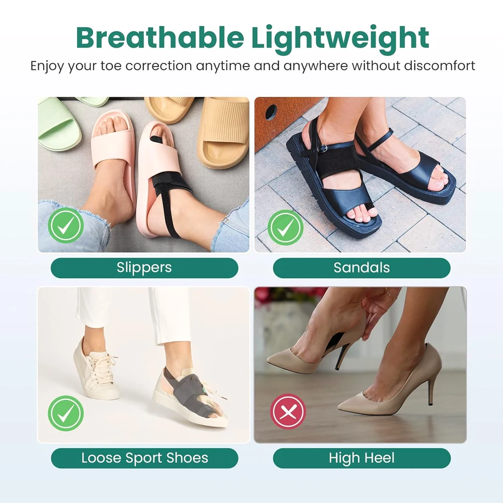 مصحح الورم للنساء والرجال، جبيرة ورم لتقويم العظام لأروح الأروح، فاصل أصابع القدم الكبير، دعم قابل للتعديل ليلاً ونهارًا