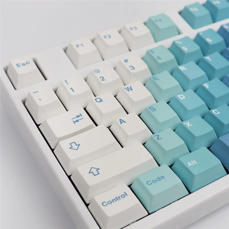 Imagem -04 - Teclas Gradiente Azul e Branco Perfil Gmk Yeti Cherry Material Pbt 23 Teclas 129 Teclas Teclas de Sublimação de Tintura para Teclado Mecânico